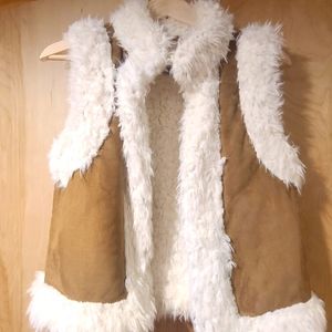 Women's Tan Furry Vest Old Navy Size S
